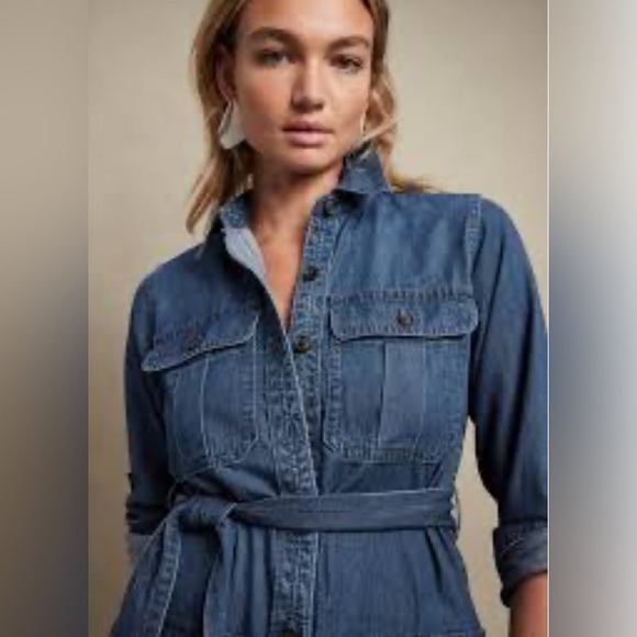 Banana Republic heritage denim long sleeve button down 4 pocket unlined dress XS - Picture 1 of 5